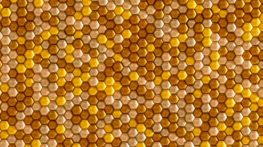 Altılı altın geometrik arkaplan. 3d görüntüleme, 3d illüstrasyon.