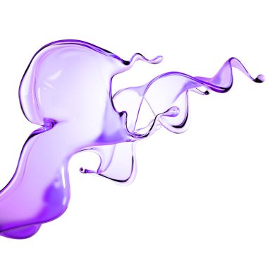 Biraz mor şeffaf sıvı. 3d görüntüleme, 3d illüstrasyon.