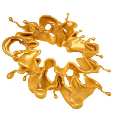 Altın sarısı karamel. 3d görüntüleme, 3d illüstrasyon.