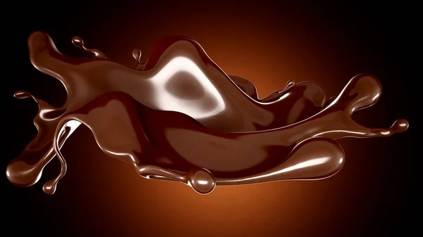 Una Spruzzata Cioccolato Uno Sfondo Marrone Rendering Illustrazione — Foto Stock