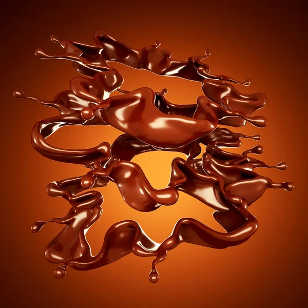 Egy Kis Csokoládé Barna Háttérrel Renderelés Illusztráció — Stock Fotó