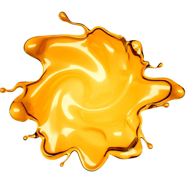 Schizzi Liquido Arancione Trasparente Uno Sfondo Bianco Rendering Illustrazione — Foto Stock