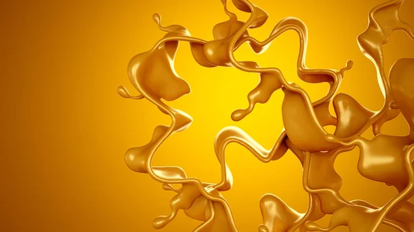 Zlatá Šmouha Karamelu Žlutém Pozadí Vykreslování Ilustrace — Stock fotografie
