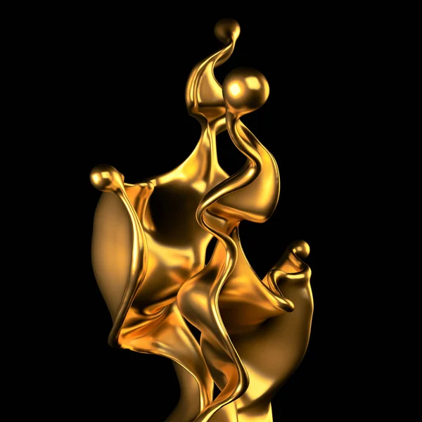 Salpicadura Oro Lujo Líquido Representación Ilustración —  Fotos de Stock