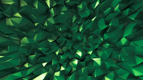 Fundo Cristal Verde Com Triângulos Renderização Ilustração — Fotografia de Stock