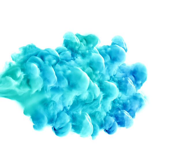 Turquoise smoke on a white background. 3d rendering, 3d illustration.