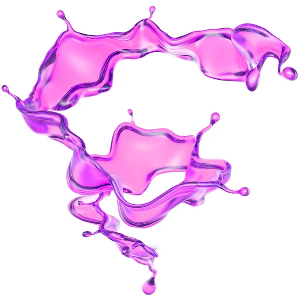 Una Spruzzata Liquido Viola Trasparente Fondo Bianco Rendering Illustrazione — Foto Stock