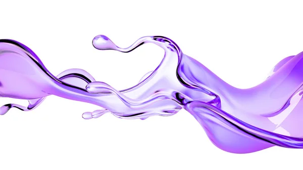 Une Éclaboussure Liquide Transparent Violet Rendu Illustration — Photo