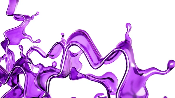 Splash Transparent Liquid Purple Color White Background Rendering Illustration — Stock Photo, Image