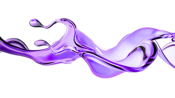 Splash Purple Transparent Liquid Rendering Illustration — Stock Photo, Image