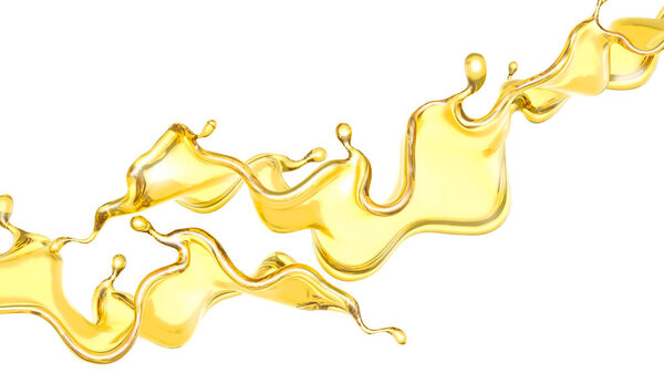 A splash of oil on a white background. 3d rendering, 3d illustration.