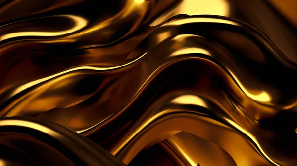 Luxe Gouden Achtergrond Met Satijnen Gordijn Weergave Illustratie — Stockfoto