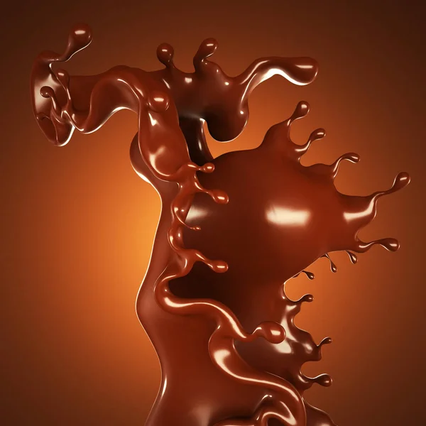 Egy Kis Csokoládé Barna Háttérrel Renderelés Illusztráció — Stock Fotó