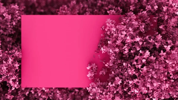 葉と美しいピンクの背景 今年のシーズン 3Dレンダリング 3Dイラスト — ストック写真