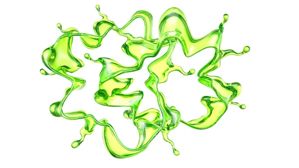 Una Spruzzata Liquido Verde Trasparente Rendering Illustrazione — Foto Stock