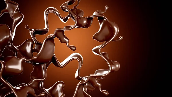 Splash Chocolate Brown Background Rendering Illustration — Stock Photo, Image