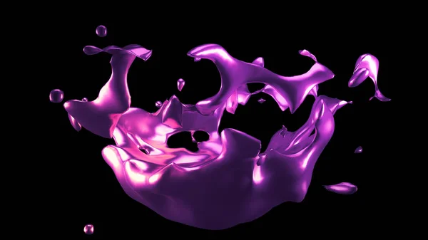 Splash Purple Metal Rendering Illustration — Stock Photo, Image