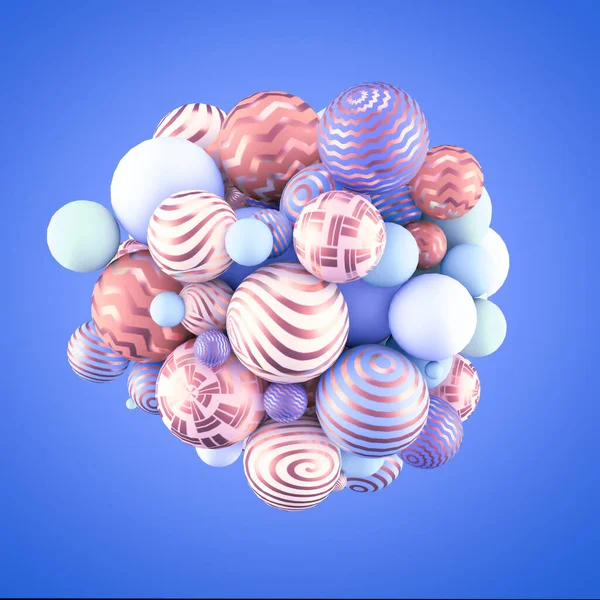 ボールとお祭り 明るいパステルの背景 3Dレンダリング 3Dイラスト — ストック写真