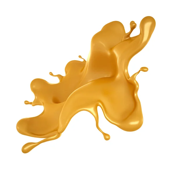 Salpicos Amarelos Dourados Caramelo Renderização Ilustração — Fotografia de Stock
