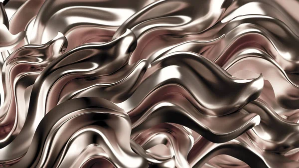 Saten kumaşlı, gümüş renkli bir arka plan. 3d görüntüleme, 3d illüstrasyon.