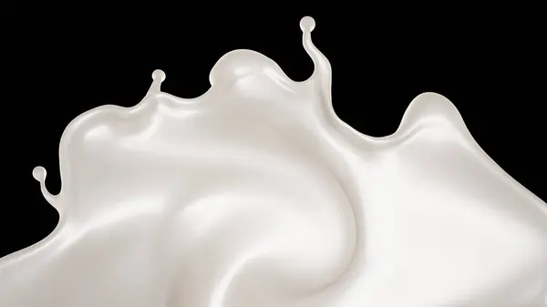 Een Scheutje Melk Een Zwarte Achtergrond Weergave Illustratie — Stockfoto