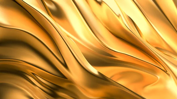 Luxuriöser Goldener Hintergrund Mit Satin Vorhängen Darstellung Illustration — Stockfoto