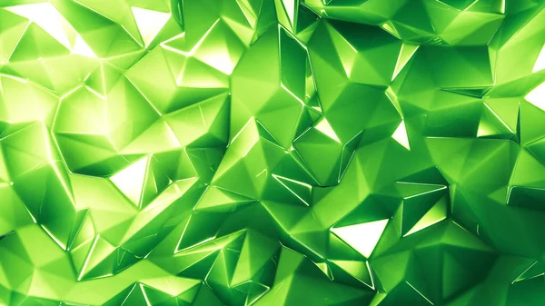 Green crystal background with triangles. 3d rendering, 3d illustration.