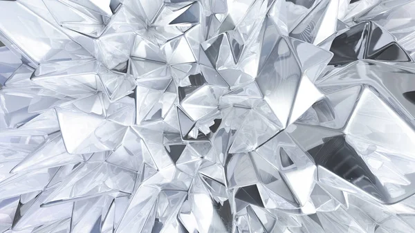 Üçgenli beyaz kristal arka plan. 3d görüntüleme, 3d illüstrasyon.