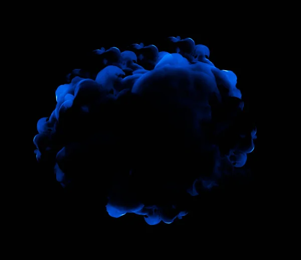 黑色背景上的蓝色烟雾 3D渲染 3D说明 — 图库照片