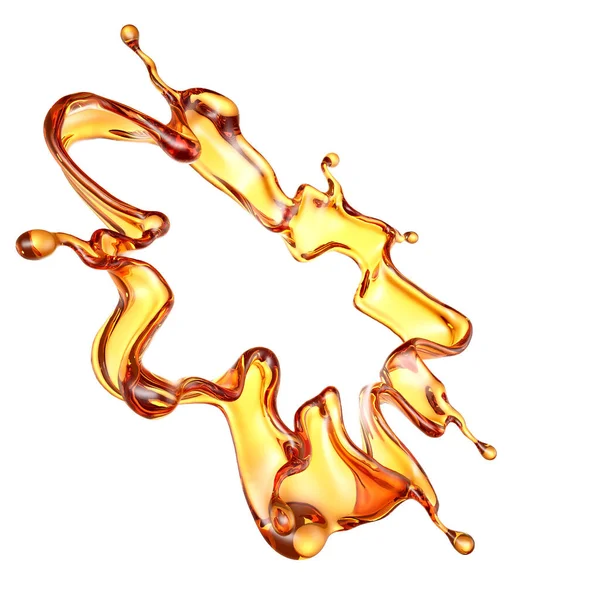 Splash Transparent Orange Liquid White Background Rendering Illustration — Stock Photo, Image