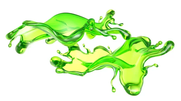 Une Éclaboussure Liquide Vert Transparent Rendu Illustration — Photo