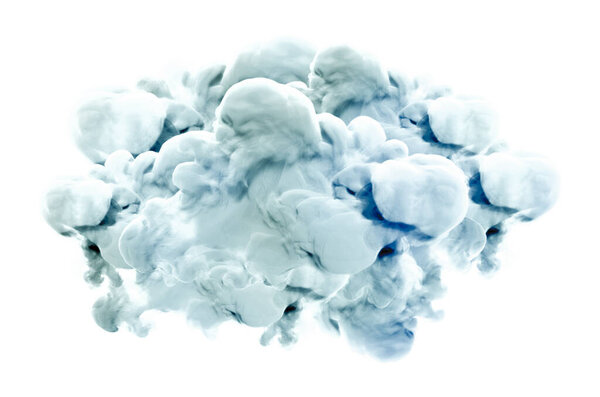 Gray smoke on white background. 3d rendering, 3d illustration.