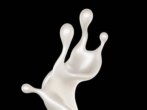 Ein Spritzer Milch Auf Schwarzem Hintergrund Darstellung Illustration — Stockfoto