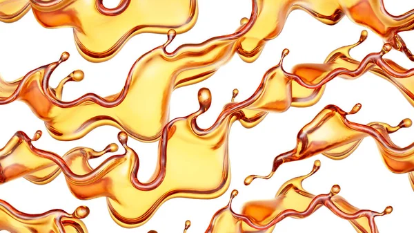 Splash Gennemsigtig Orange Væske Hvid Baggrund Rendering Illustration - Stock-foto