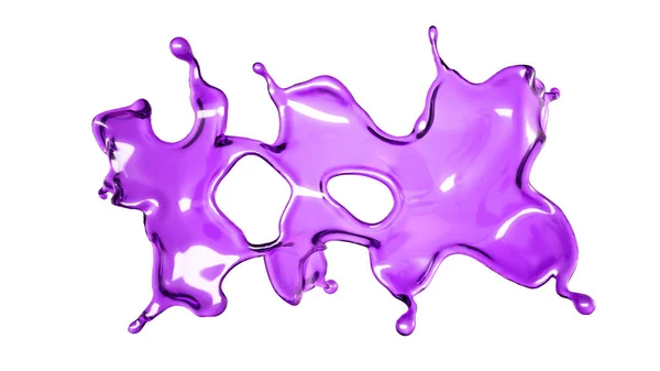 Strop Lichid Transparent Culoare Violet Fundal Alb Redare Ilustrație — Fotografie, imagine de stoc