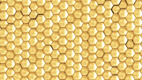 Gouden Geometrische Achtergrond Met Zeshoeken Weergave Illustratie — Stockfoto