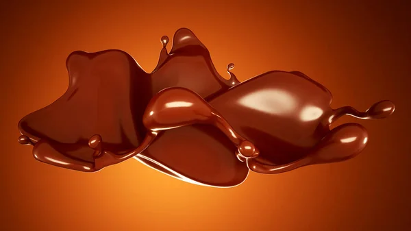 Chorrito Chocolate Sobre Fondo Marrón Representación Ilustración — Foto de Stock