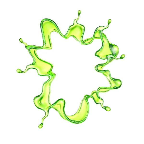 Splash Transparent Green Liquid Rendering Illustration — Stock Photo, Image