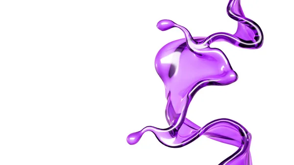 Всплеск Прозрачной Жидкости Фиолетового Цвета Белом Фоне Рендеринг Иллюстрация — стоковое фото