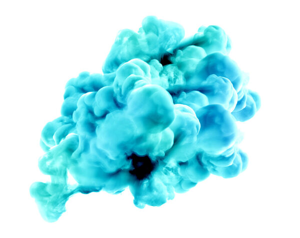 Turquoise smoke on a white background. 3d rendering, 3d illustration.