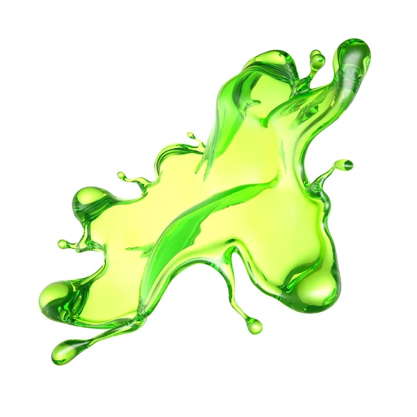 Una Spruzzata Liquido Verde Trasparente Rendering Illustrazione — Foto Stock
