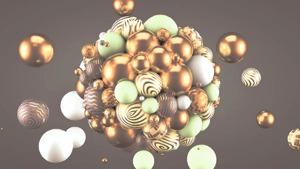 ボールとお祭り 明るい黄色の背景 3Dレンダリング 3Dイラスト — ストック写真