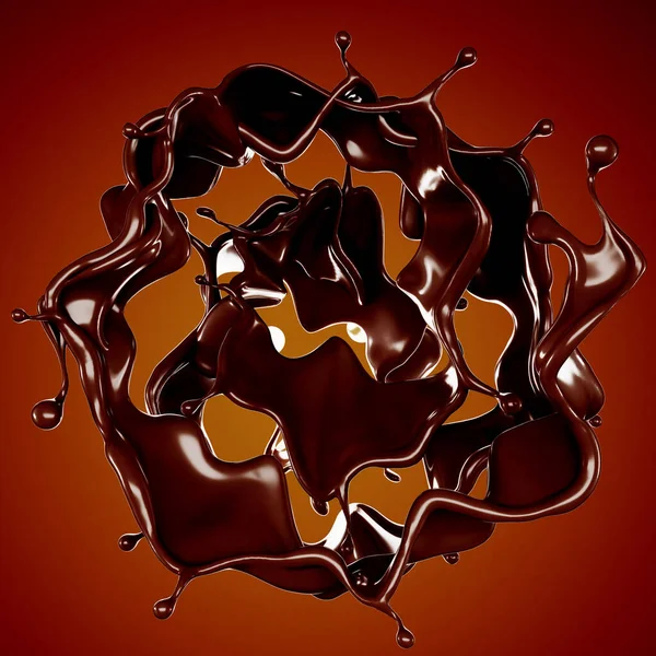Splash Chocolate Brown Background Rendering Illustration — Stock Photo, Image