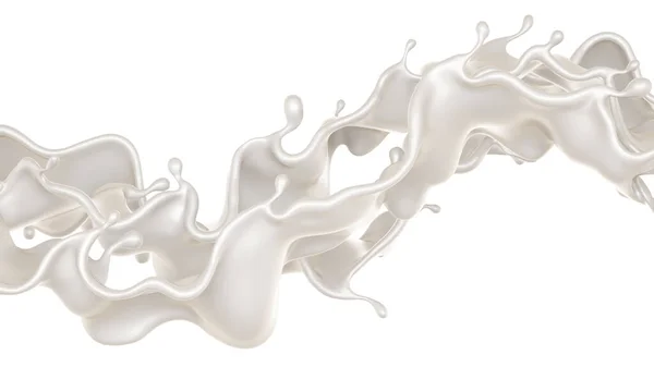 ミルクのスプラッシュ 3Dレンダリング 3Dイラスト — ストック写真