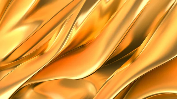 Luxuriöser Goldener Hintergrund Mit Satin Vorhängen Darstellung Illustration — Stockfoto