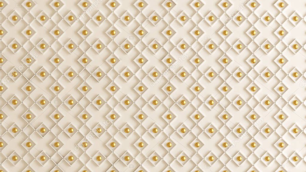 Architectural, interior pattern, white, yellow, gold texture wall. 3d rendering, 3d illustration.