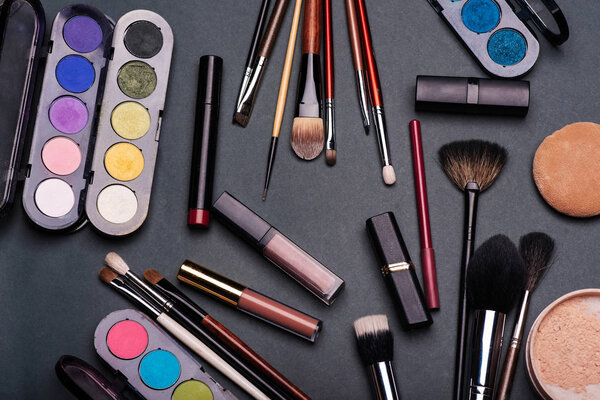 professional set of cosmetics for make-up and skin care and female beauty