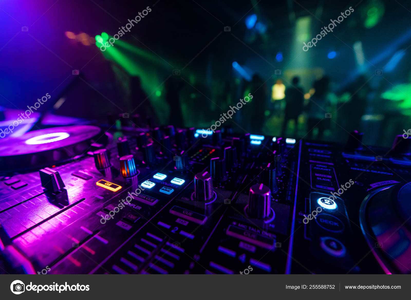 DJ mixer controller Board for professional mixing of electronic music in a  nightclub Stock Photo by ©alexkoral 255588752