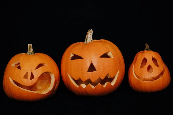 Composizione Halloween Con Zucche Jack Lanterne — Foto Stock