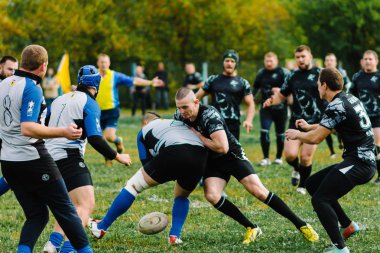 Ivanovo, Rusya - 12 Eylül 2015: White Shark takımları ile Amiral Gemisi arasında Erkekler Rugby şampiyonası